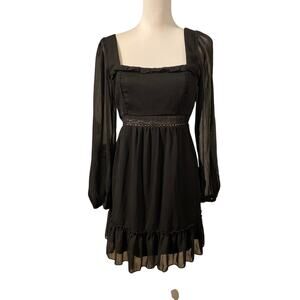 Dark Coquette Babydoll Chiffon Mini Dress - Gothic - VTG - Size Medium